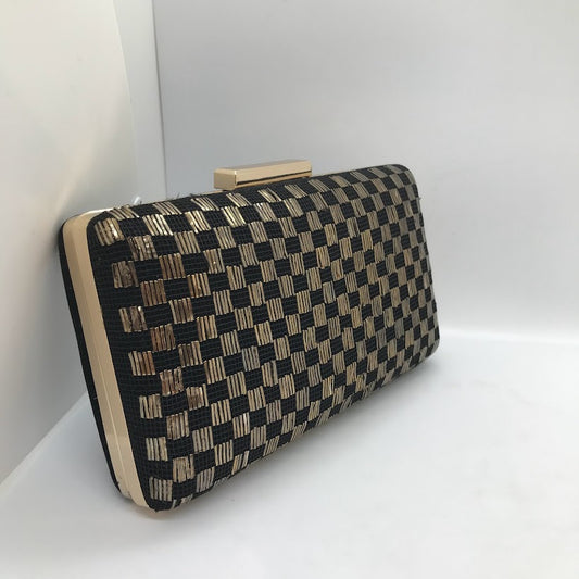 Black and Gold Checkered Clutch