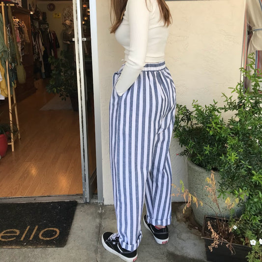 Striped Long Pants with Tie