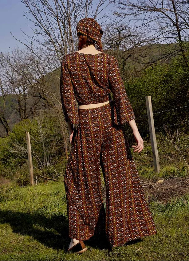 Palazzo High Rise Wide Leg Patterned Trouser