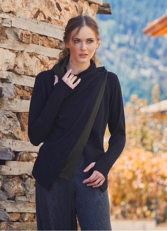 Boho Style Thumbhole Black Cardigan