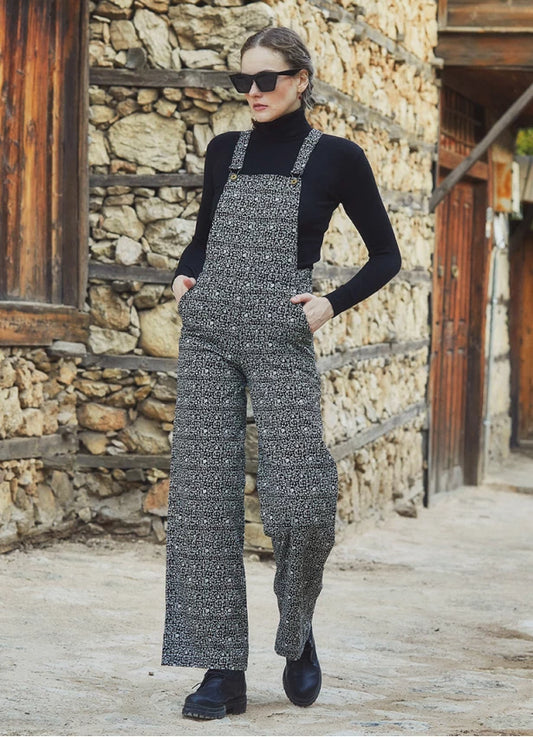 Ethnic Print Adjustable Buckle Straps Boho Jumpsuit