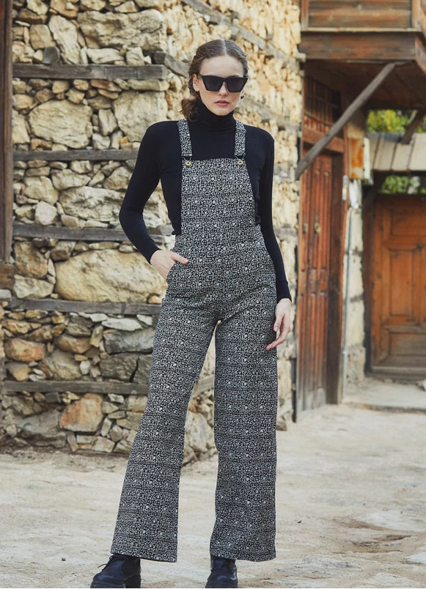 Ethnic Print Adjustable Buckle Straps Boho Jumpsuit