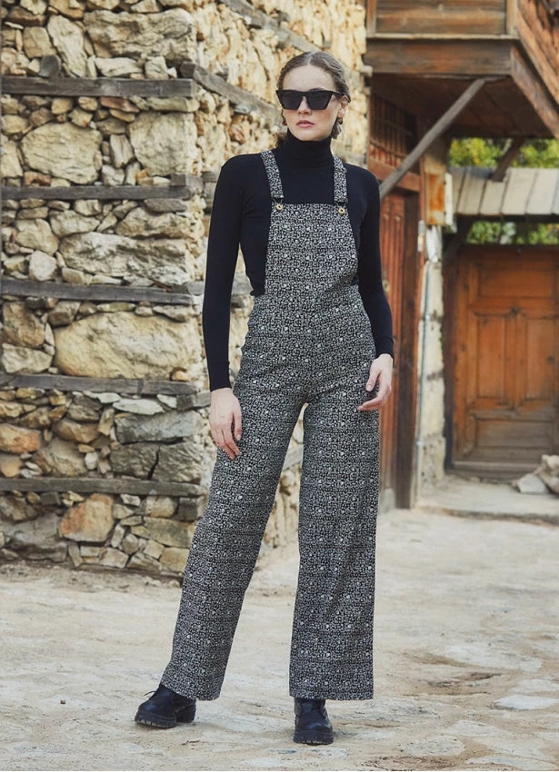 Ethnic Print Adjustable Buckle Straps Boho Jumpsuit