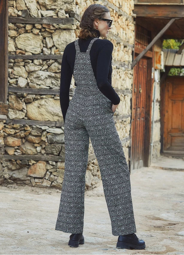 Ethnic Print Adjustable Buckle Straps Boho Jumpsuit
