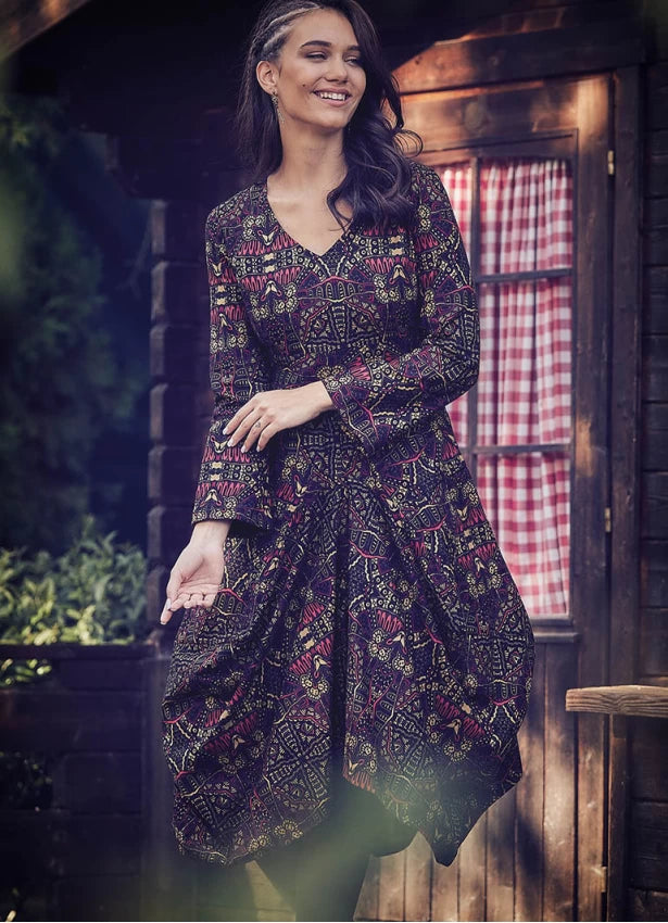 Karat V Neck Long Sleeve Dress