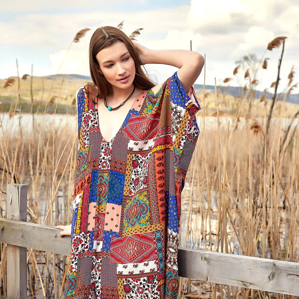 Asymmetrical Hem Loose Fit Summer Dress Purple - Multicolor