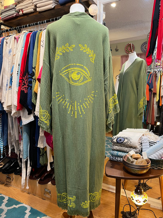 Kimono Green Big Eye - Robe