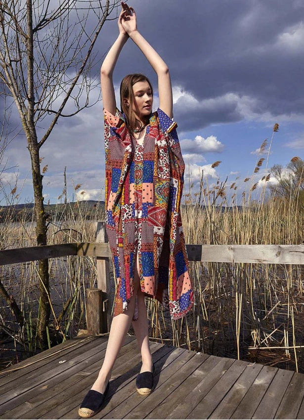 Asymmetrical Hem Loose Fit Summer Dress Purple - Multicolor