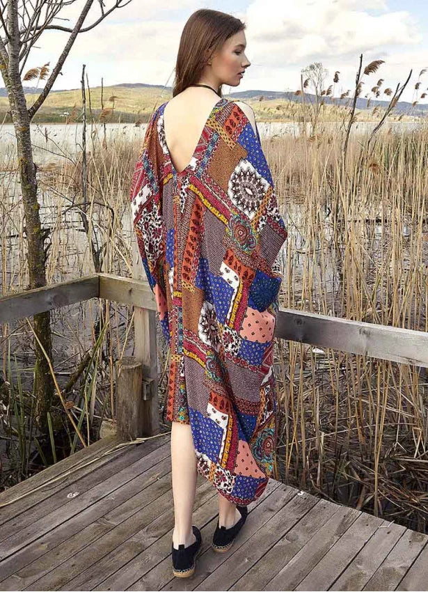 Asymmetrical Hem Loose Fit Summer Dress Purple - Multicolor
