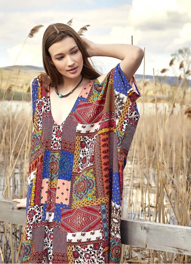 Asymmetrical Hem Loose Fit Summer Dress Purple - Multicolor