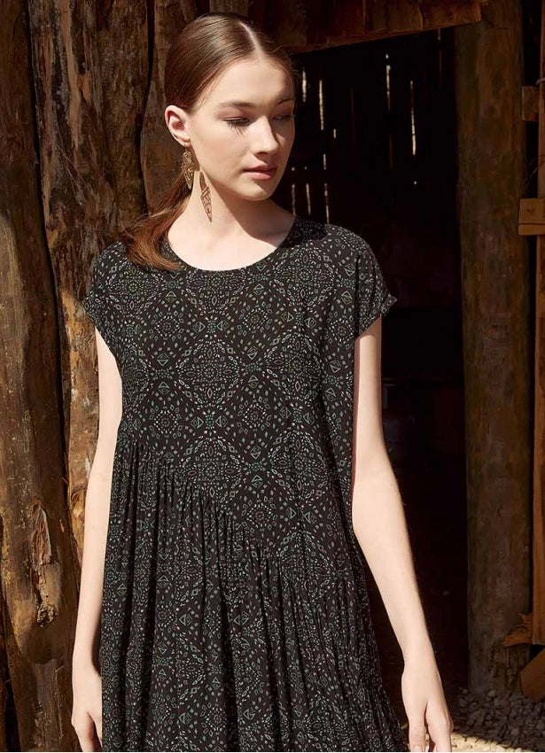 Boho Style Flared Long Slit Dress