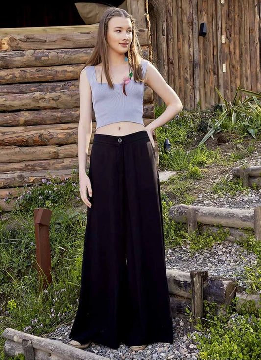 High Rise Wide Leg Palazzo Pants Black