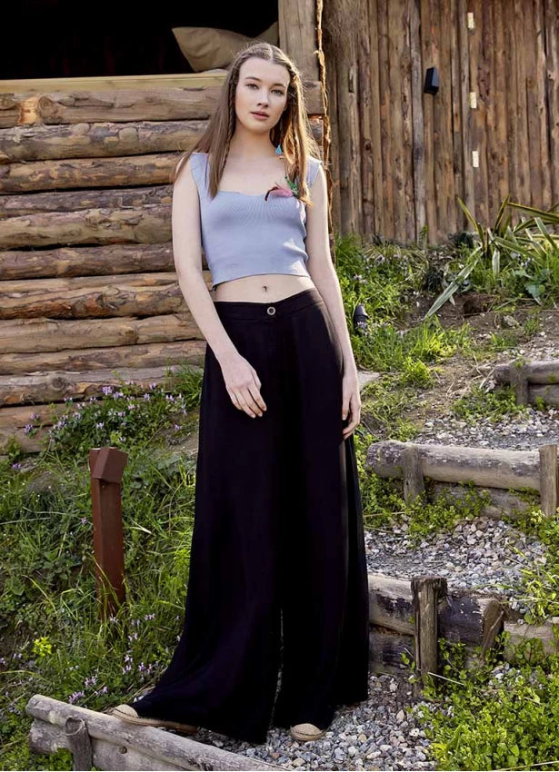 High Rise Wide Leg Palazzo Pants Black