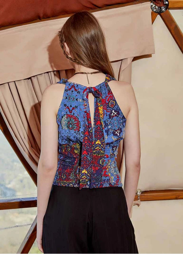 Gipeli Blouse Indigo Patterned
