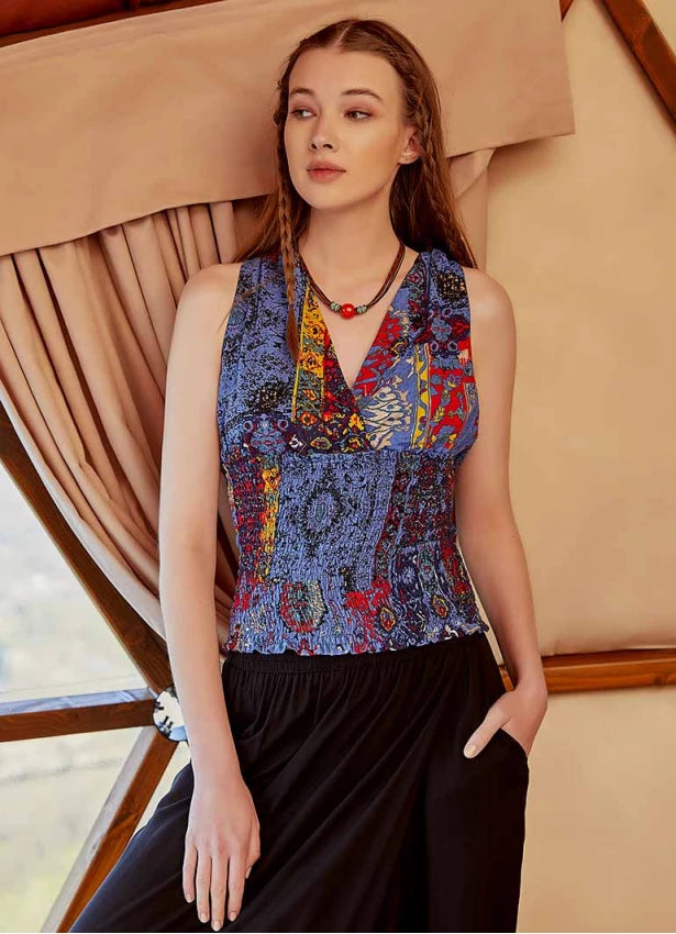 Gipeli Blouse Indigo Patterned