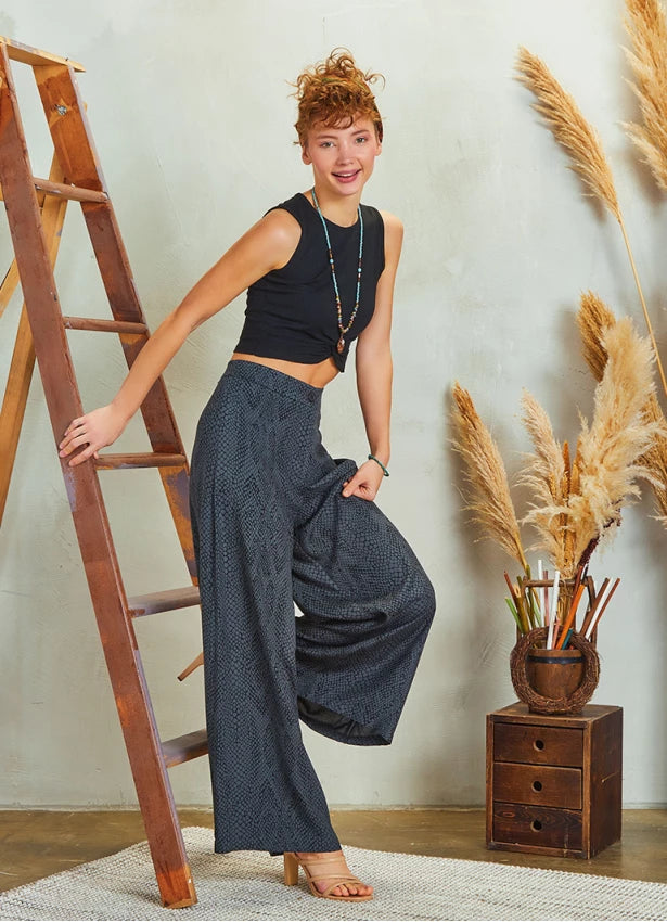 High Rise Wide Leg Palazzo Pants Snake Patterned
