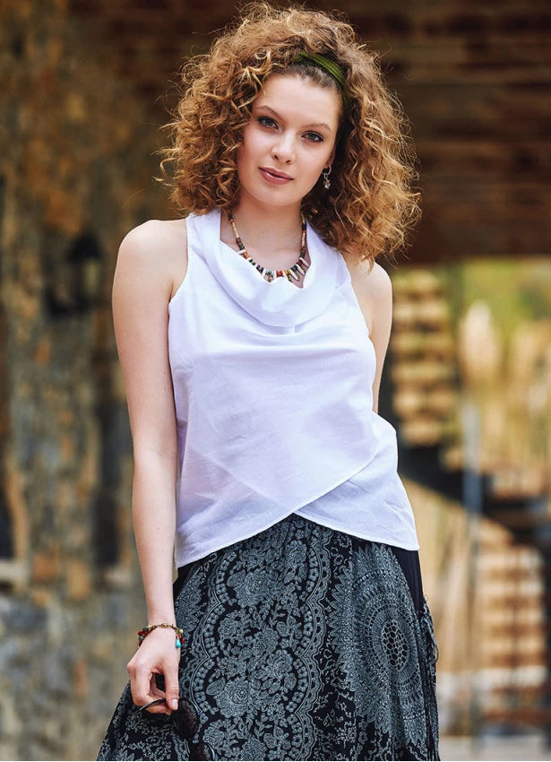 Bohemian Sleeveless Blouse White