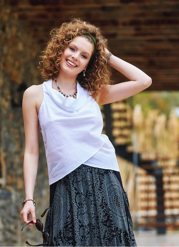 Bohemian Sleeveless Blouse White