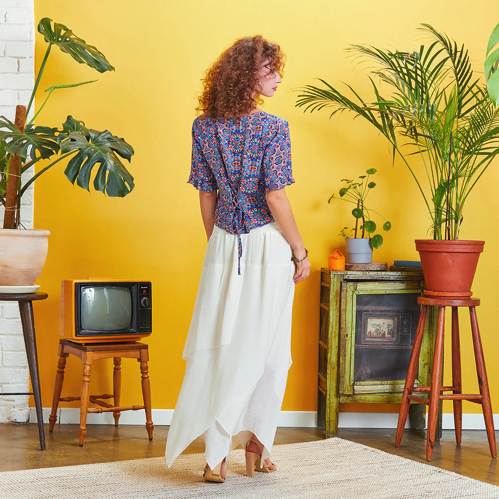Layered Bohemian Style Maxi Skirt White