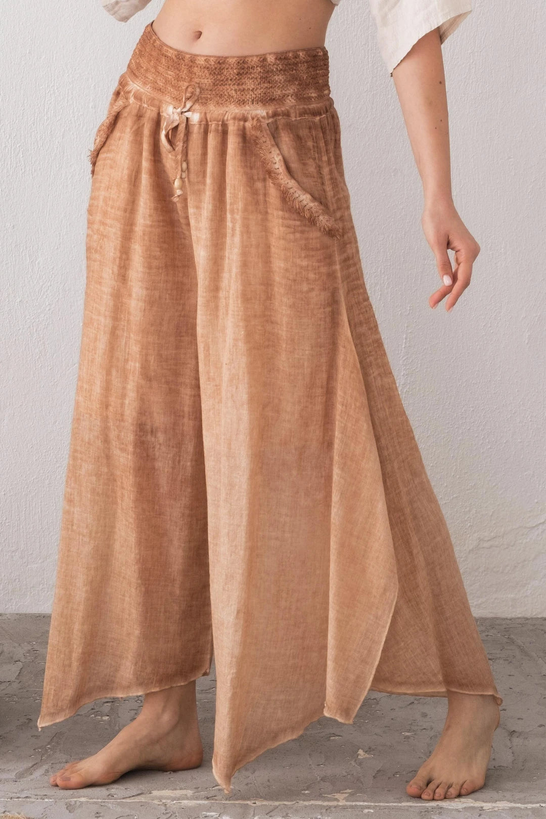 Spanish Wide Leg Linen Trousers Sienna