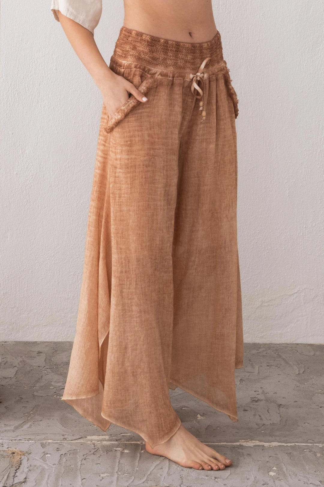 Spanish Wide Leg Linen Trousers Sienna