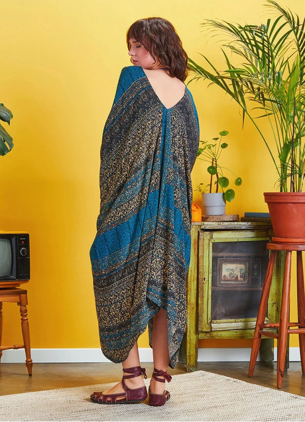 Asymmetrical Hem Loose Fit Dress Ethnic patterned