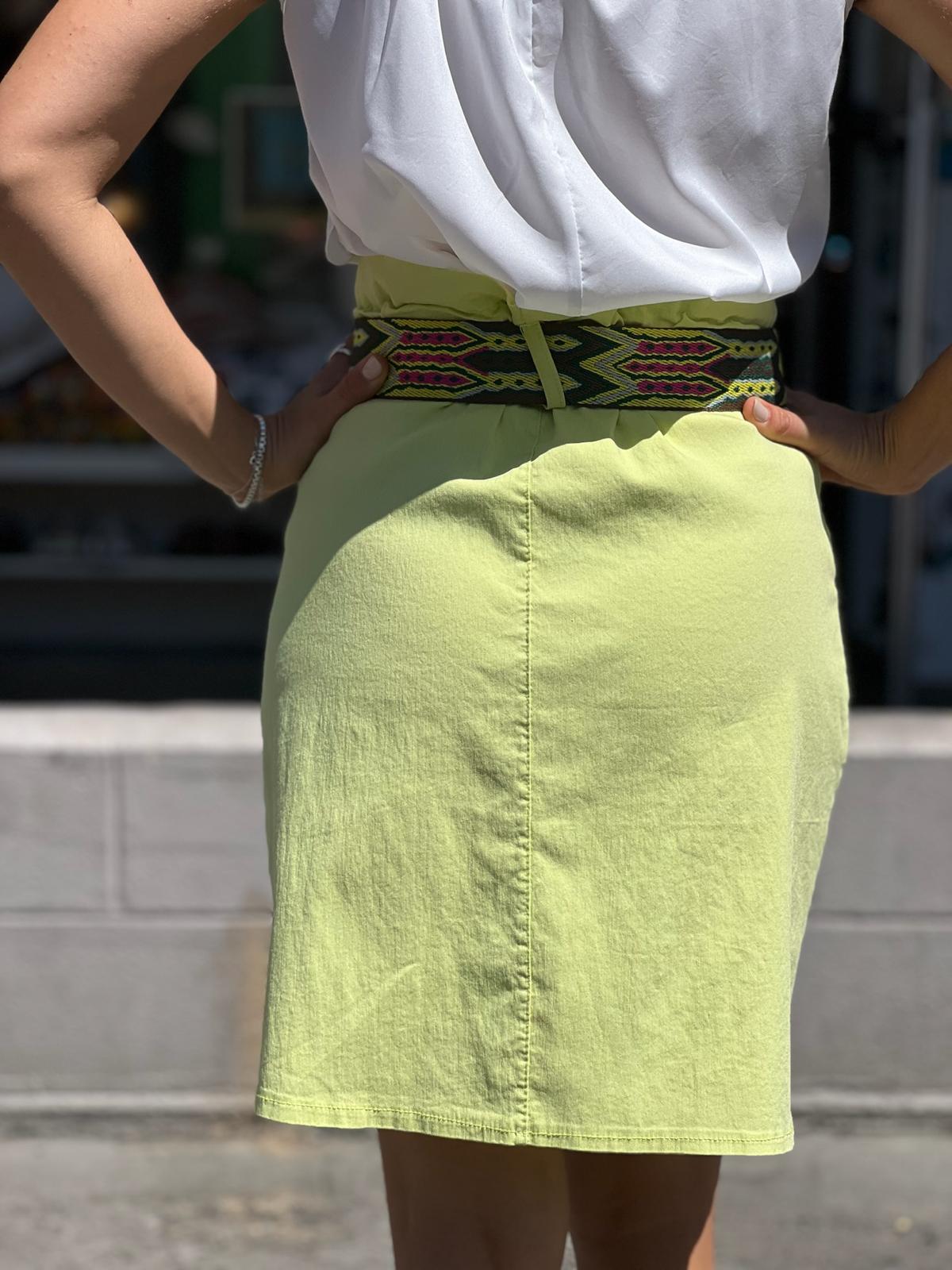 Yellow Skirt With Lycra Belt Detail