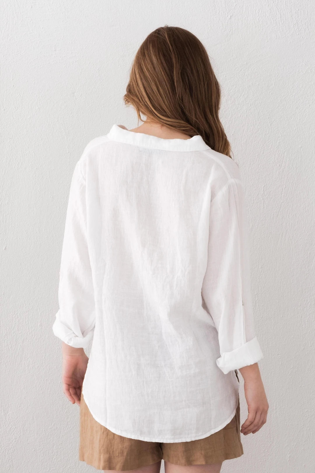 Linen Side Slit Short Mocha Brown