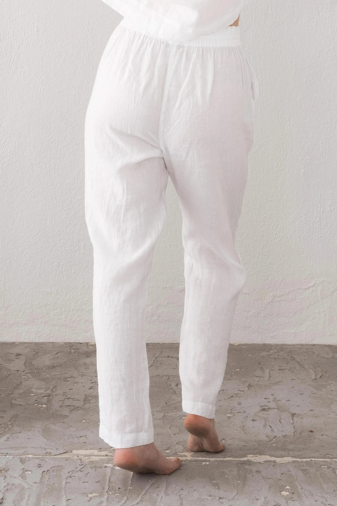 Carrot Cut Linen Pants White
