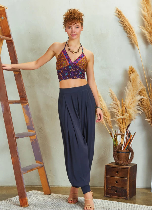 Pleated Baggy Shalwar Pants Dark Grey