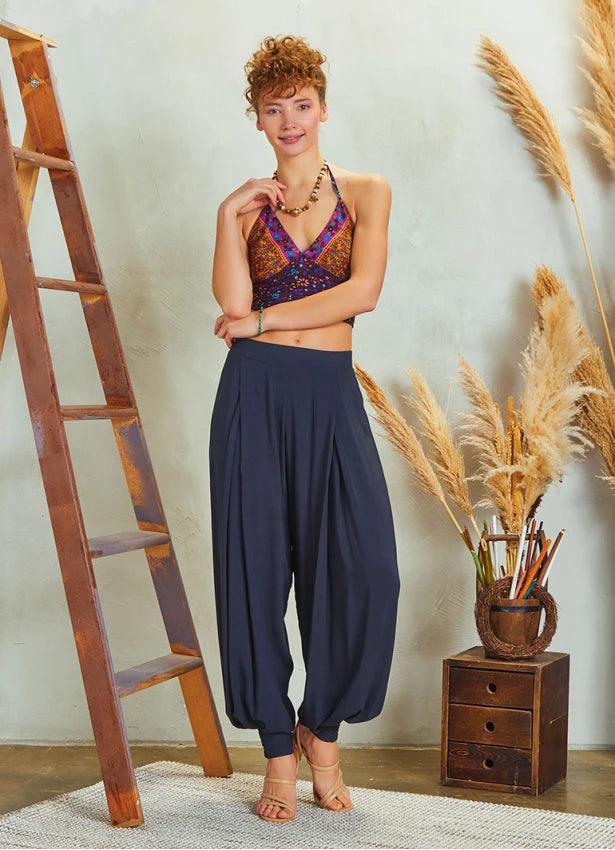Pleated Baggy Shalwar Pants Dark Grey