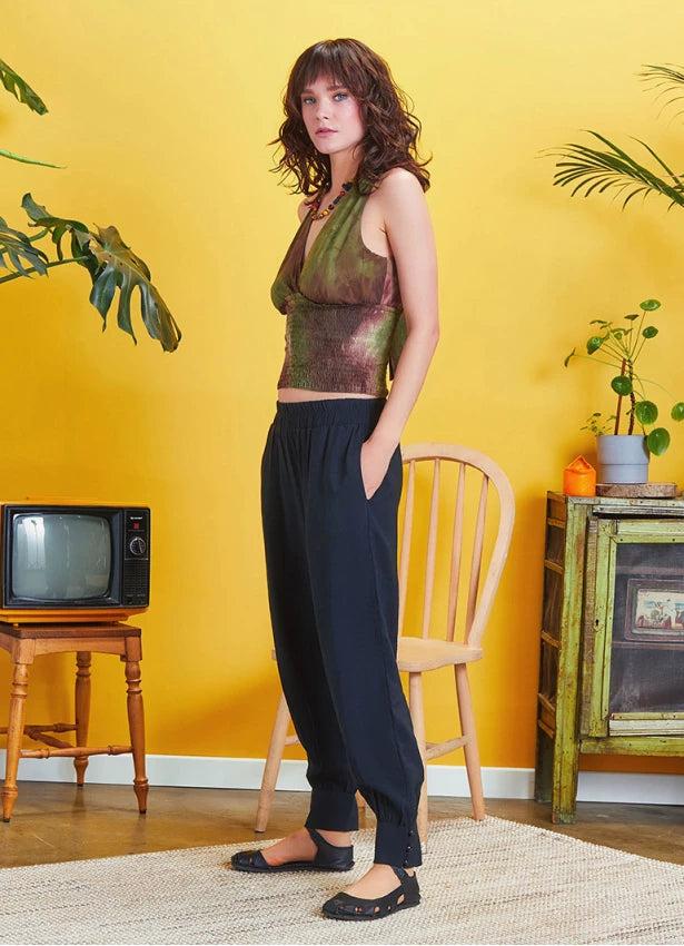 Stylish Black Trousers With Elastic Waist