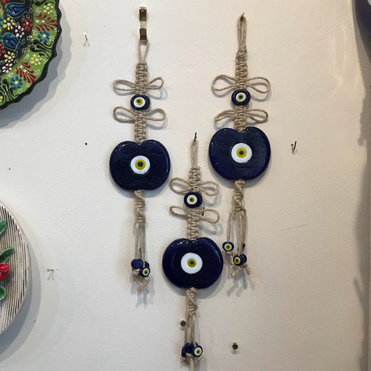 Glass and Twine Evil Eye Wall Hanging