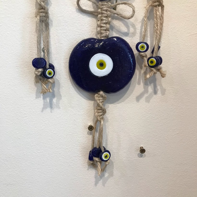 Glass and Twine Evil Eye Wall Hanging