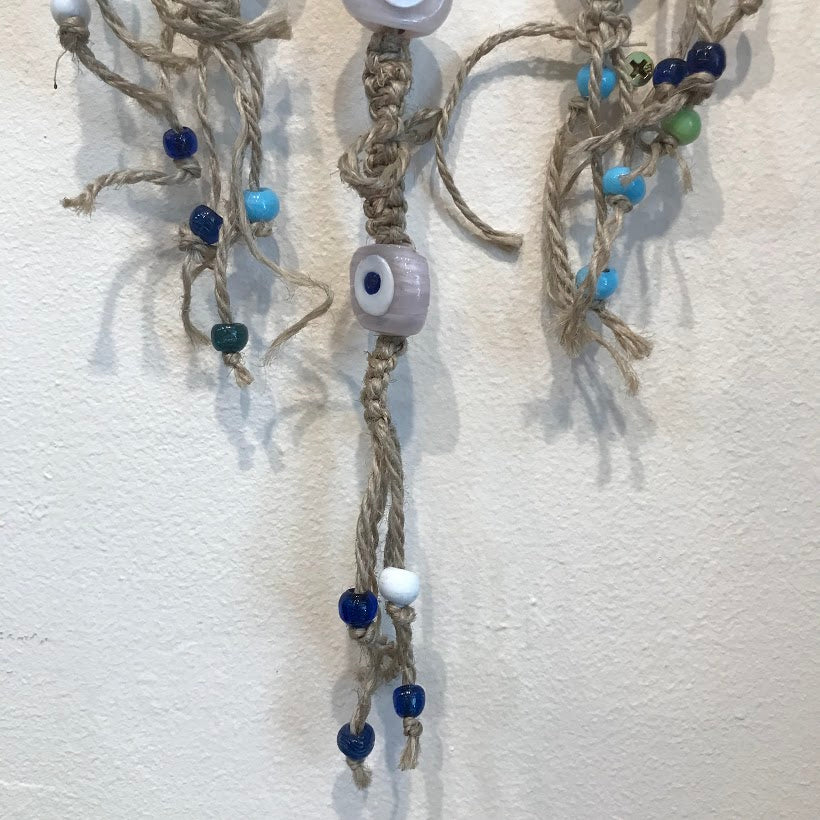 Glass and Wood Evil Eye Wall Hanging