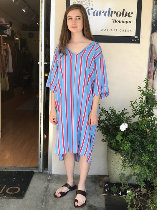 Hooded Striped Beach Dress
