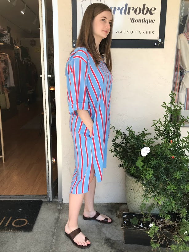 Hooded Striped Beach Dress