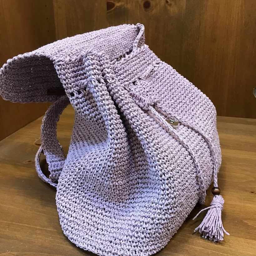 Crochet Drawstring Backpack