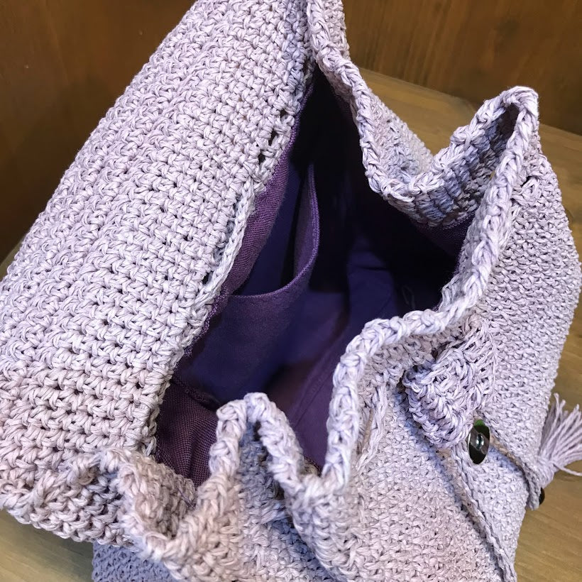 Crochet Drawstring Backpack