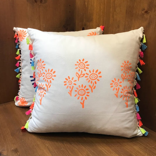 Pillowcase with Colorful Tassels