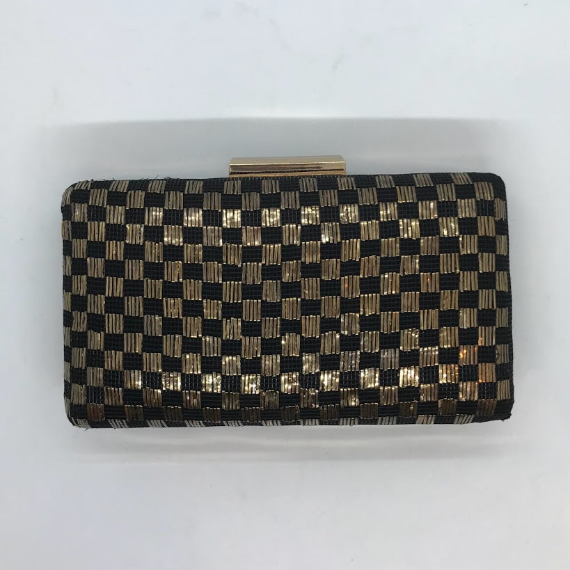 Black and Gold Checkered Clutch