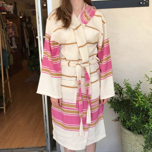 Gold-Striped Hooded Robe