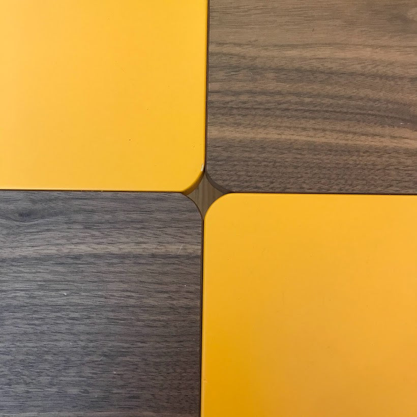 Orange and Brown Checkered Coffee Table