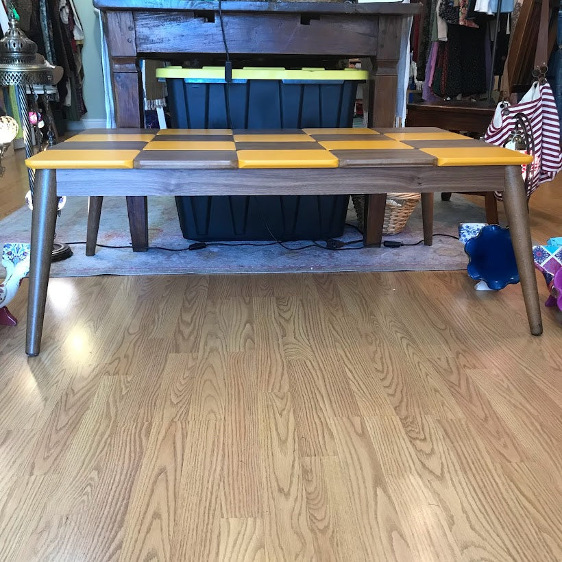 Orange and Brown Checkered Coffee Table