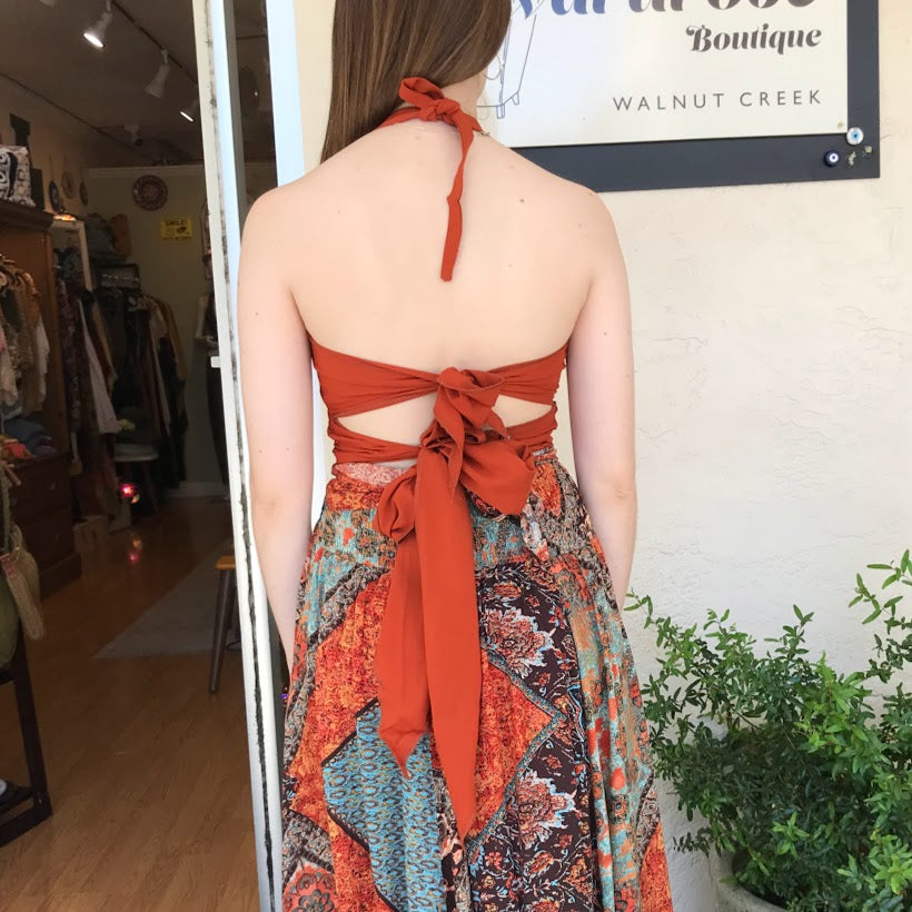 Backless Self-Tie Halter Top