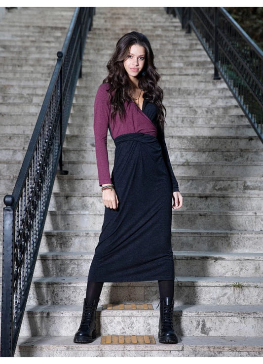Lace Up V Neck Long Dress