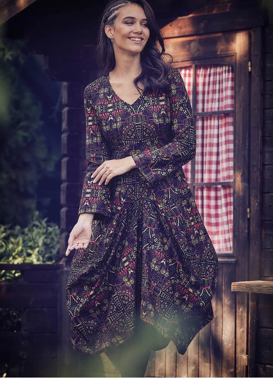 Karat V Neck Long Sleeve Dress